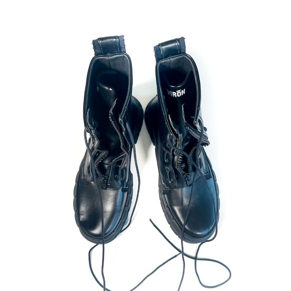 Jackson Wang VIRON Apple Faux Leather Tall Zip Combat Boots Music Video Worn main image 5